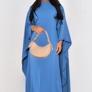 New Fashion 2025 Casual Elegant Loose Solid Color Batball Sleeve Dress with Temperament Female Womens Clothing Outfits